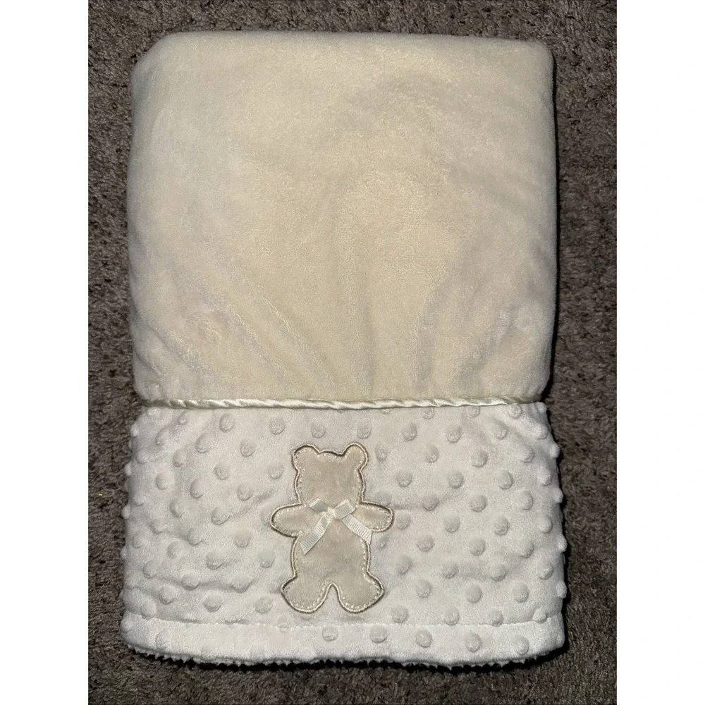 KYLE & DEENA Plush Baby Blanket Teddy Bear Cream Off‎ White Sherpa Minky 30x30